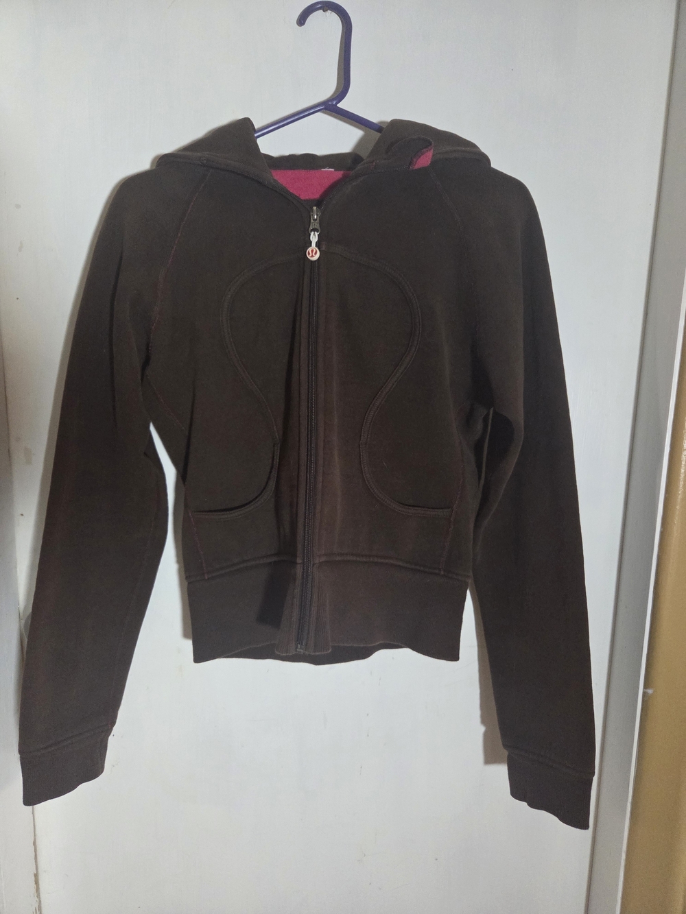 lululemon athletica Brown Hoodie with Pink Lining
